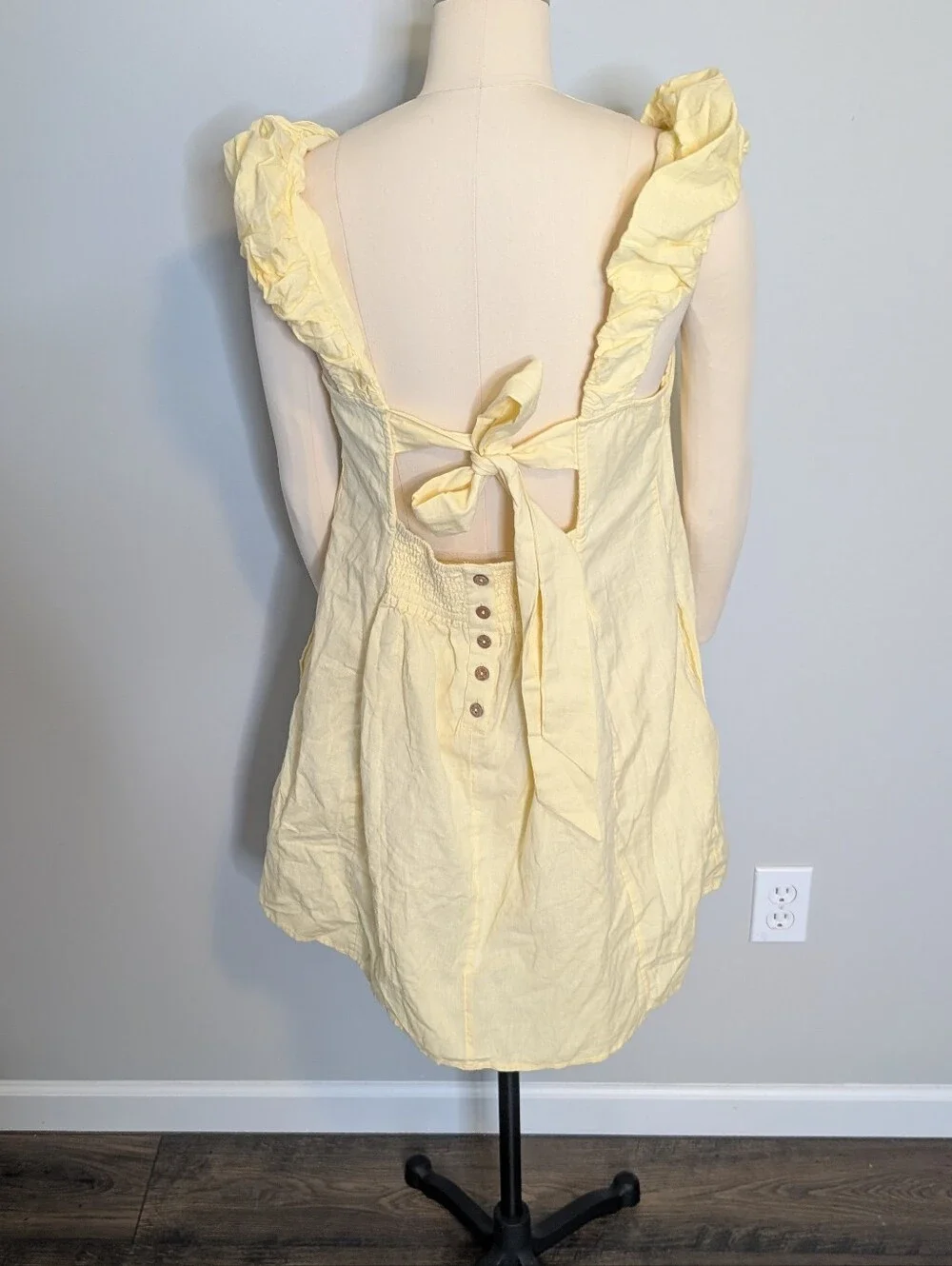 Free‎ People Bom Bom Island Buttered Up Linen Mini Dress Size Large New